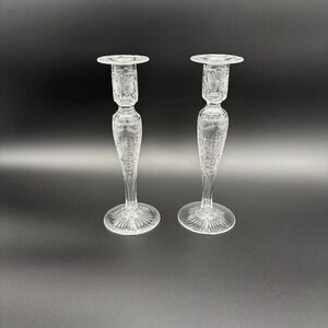 Pairpoint Crystal BUCKINGHAM 11" Tall Hollow Candlestick Brilliant Polish Floral